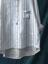 Load image into Gallery viewer, Women's Stripe Print Casual Cotton And Linen Shirt
