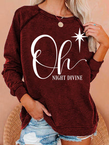 Women's Christmas Oh Night Divine Casual Long Sleeve Sweatshirt