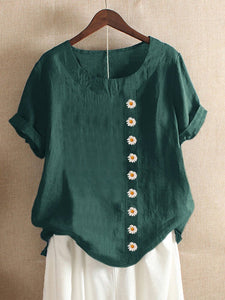 Women's Daisy Round Neck Loose Blouse