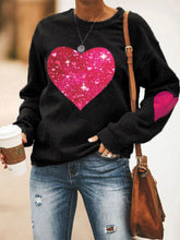 Load image into Gallery viewer, Women's Valentine's Day Glitter Love Heart Casual Sweatshirt