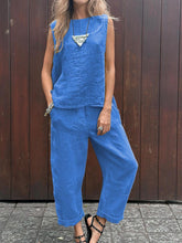 Load image into Gallery viewer, Women's Tank And Casual Pants Linen Cotton Suit