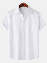 Load image into Gallery viewer, Men's Cotton And Linen Striped Texture Comfortable Pocket Daily Short-sleeved Shirt