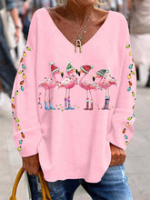 Load image into Gallery viewer, Women's Christmas Flamingo Print Casual Top