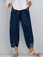 Load image into Gallery viewer, Japanese Traditional Sashiko Art Cropped Casual Pants