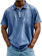 Load image into Gallery viewer, Men's Vintage Washed And Distressed Pure Cotton Lapel Short-sleeved Polo Shirt