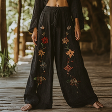Load image into Gallery viewer, Bohemian Holiday Style Retro Linen Floral Ethnic Totem Print Casual Pants