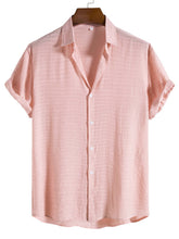 Load image into Gallery viewer, Men's Solid Color Casual And Comfortable Hidden Plaid Short-sleeved Shirt