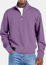 Load image into Gallery viewer, Men's Autumn Simple Vertical Strip Comfortable Zipper Long-sleeved Polo Shirt