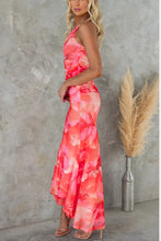 Load image into Gallery viewer, Deja Mesh Overlay Floral Print One Shoulder Ruched Stretch Maxi Dress