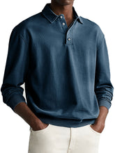 Load image into Gallery viewer, Men's Retro Distressed Comfortable Long Sleeve Lapel Polo Shirt