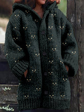 Load image into Gallery viewer, Wearshes Cute Cat Face Pattern Cozy Hooded Knit Cardigan