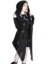 Load image into Gallery viewer, Gothic Style Dark Print Long-Sleeved Hooded Irregular Stitching Print Long Coat