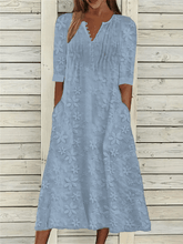 Load image into Gallery viewer, Women's Lace Stitching Solid Color Simple Casual Holiday Dress
