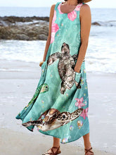 Load image into Gallery viewer, Women's Sea Turtle Ocean Art Print Pocket Casual Resort Comfort Maxi Dress