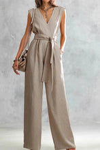 Load image into Gallery viewer, V-Neck Lace-Up Jumpsuit