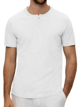 Load image into Gallery viewer, Men's Summer Solid Button Textured Short Sleeve Henley Shirt