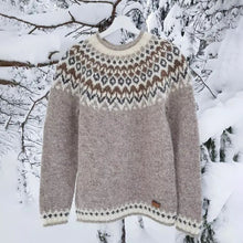 Load image into Gallery viewer, Vintage Icelandic Knit Jacquard Islender Crew Neck Sweater（Unisex）