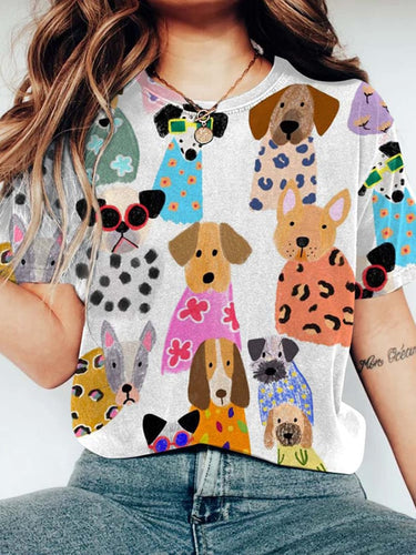 Women's Dog Art Print T-shirt