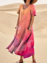 Load image into Gallery viewer, Women's Gradient Texture Linen Pocket Dress