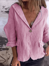 Load image into Gallery viewer, Women&#39;s Artistic Loose Solid Color Buttoned Cotton And Linen Suit Jacket