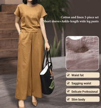 Load image into Gallery viewer, Elegant Solid Cotton Linen 2-piece Set