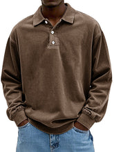 Load image into Gallery viewer, Men's Fashion Retro Washed Distressed Cotton Lapel Long Sleeve Polo Shirt