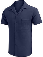 Load image into Gallery viewer, Men's Cuban Collar Pocket Waffle Basic Simple Everyday Casual Shirt