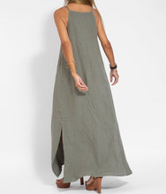 Load image into Gallery viewer, Elegant Solid Color Cotton Linen Sleeveless Long Dress