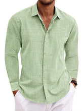 Load image into Gallery viewer, Men's Linen Solid Color Casual Loose Daily Hawaiian Long Sleeve Shirt