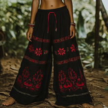 Load image into Gallery viewer, Bohemian Holiday Style Retro Linen Floral Ethnic Totem Print Casual Pants