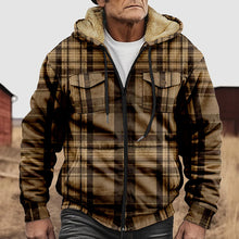 Load image into Gallery viewer, Vintage Plaid Print Pocket Fleece Hoodie Jacket