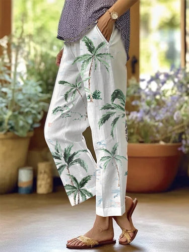 Women's Vintage Hawaiian Print Casual Pants