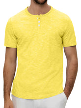 Load image into Gallery viewer, Men's Summer Solid Button Textured Short Sleeve Henley Shirt