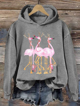 Load image into Gallery viewer, Women's Christmas Flamingo Print Casual Hoodie