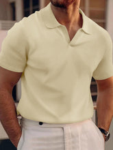 Load image into Gallery viewer, Men's waffle polo V-neck short sleeve t-shirt