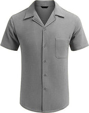 Load image into Gallery viewer, Men's Cuban Collar Pocket Waffle Basic Simple Everyday Casual Shirt