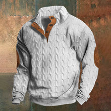 Load image into Gallery viewer, Wearshes Men&#39;s Retro Geometric Woolen Standing Collar Button Sweater