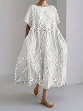 Load image into Gallery viewer, Classy Floral Lace Embroidered Linen Blend Maxi Dress