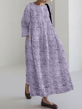 Load image into Gallery viewer, Floral Lace Embroidered Linen Blend Maxi Dress