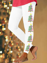 Load image into Gallery viewer, Women's Colorful Oil Painting Christmas Tree Print Leggings