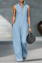Load image into Gallery viewer, Women's Minimalist Loose-fitting White Trim Sleeveless Jumpsuit