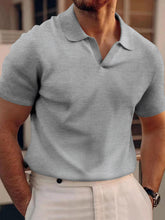 Load image into Gallery viewer, Men's waffle polo V-neck short sleeve t-shirt