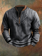 Load image into Gallery viewer, Men's Retro Wild Deer Graphic Jacquard Zip Collar Sweatshirt