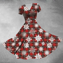 Load image into Gallery viewer, Retro Christmas Snowflake Print Maxi Dress