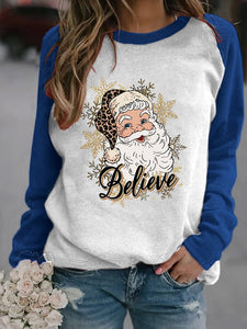 Women's Merry Christmas Santa Claus Print Casual Sweatshirt