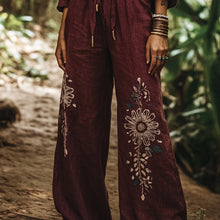 Load image into Gallery viewer, Bohemian Holiday Style Retro Linen Floral Ethnic Totem Print Casual Pants