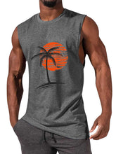 Load image into Gallery viewer, Men's Comfortable Solid Color Hawaiian Coconut Sleeveless Print T-shirt