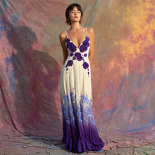 Load image into Gallery viewer, Elegant Boho Floral Sequin Embroidery Women's Spaghetti Strap Maxi Dress