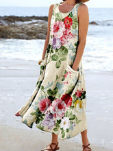 Load image into Gallery viewer, Women's Floral Art Print Pocket Casual Resort Comfort Maxi Dress