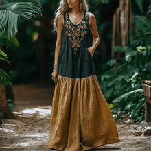 Load image into Gallery viewer, Women's Elegant Sleeveless A-Line Linen Maxi Dress